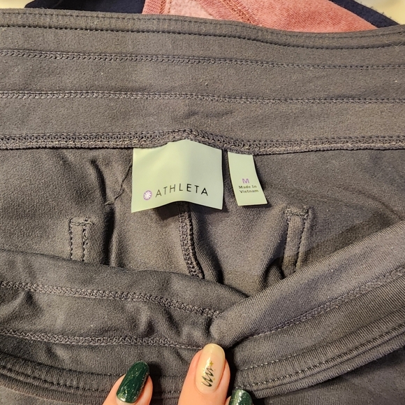 Athleta Metro Slouch Pants Womens medium dark gray Zip Pockets Cinch Hem - EUC - Picture 2 of 5